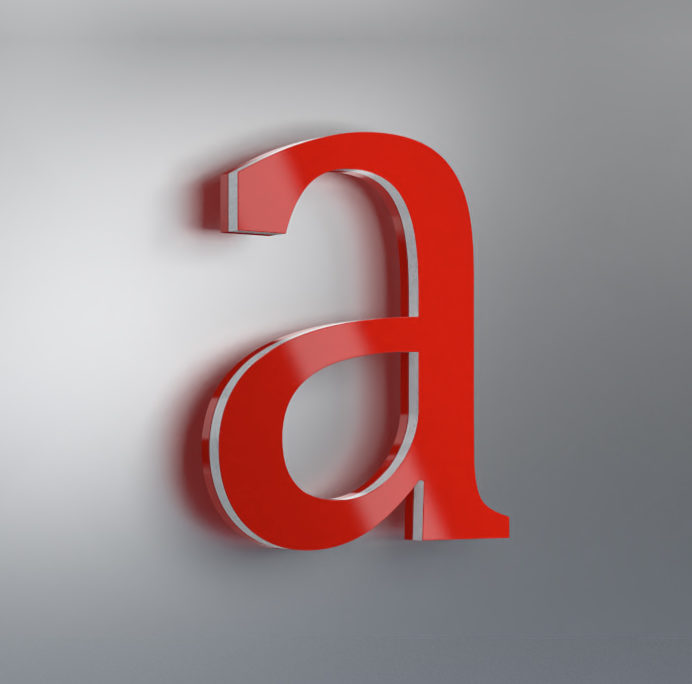 Acrylbuchstabe front- und seitenleuchtend Muster